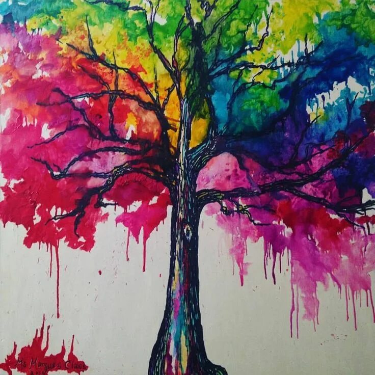 Красивые рисунки красками фото Ms. Marquez Class Crayon art diy, Diy canvas art painting, Crayon art melted