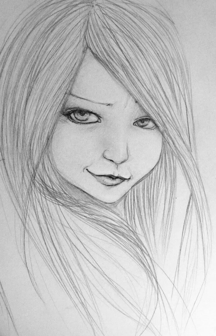 Красивые рисунки простые фото Found on Google.... Pencil drawings of girls, Pencil sketches of girls, Girl dra