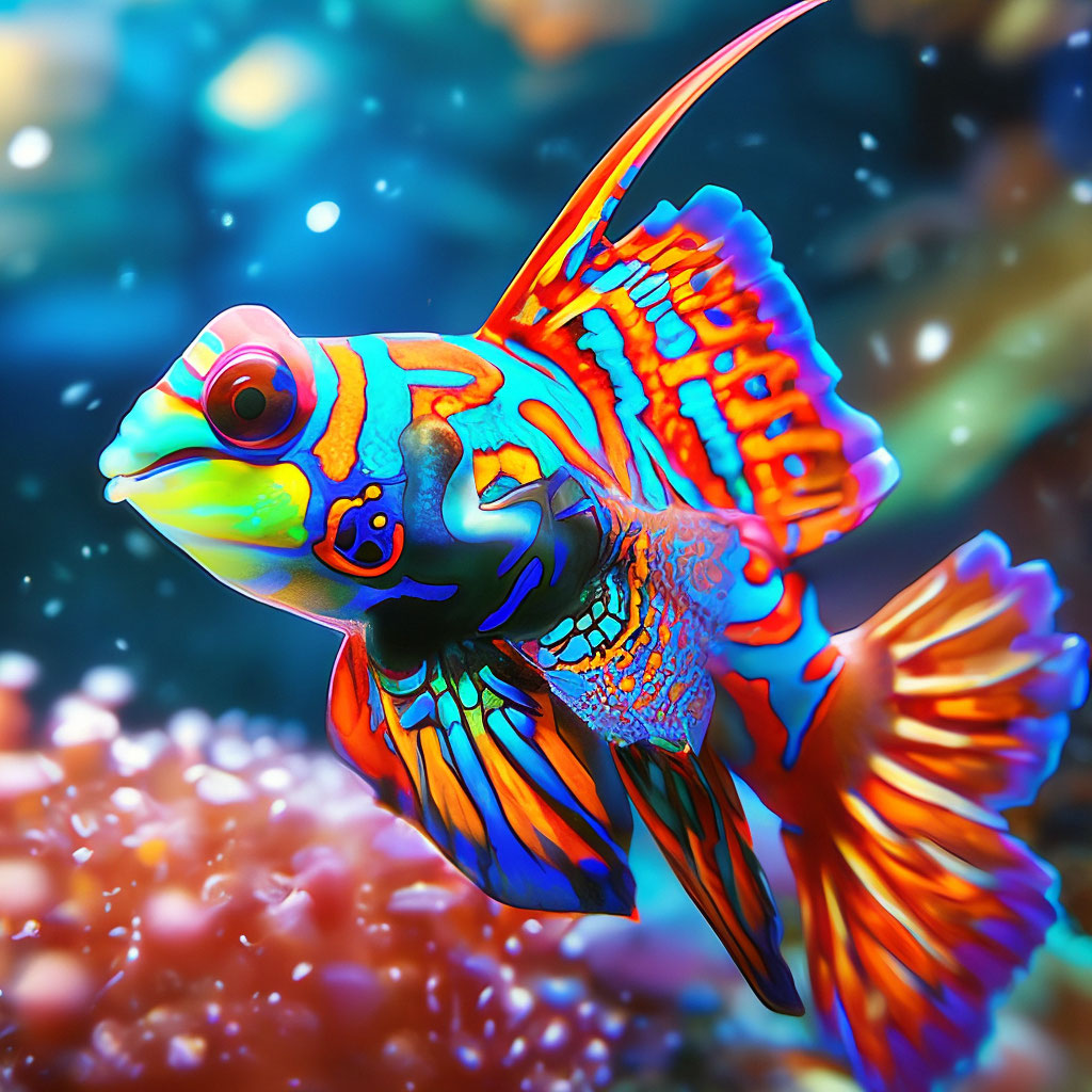Красивые рыбки фото название "Mandarin fish is the most beautiful ." - image created in Shedevrum