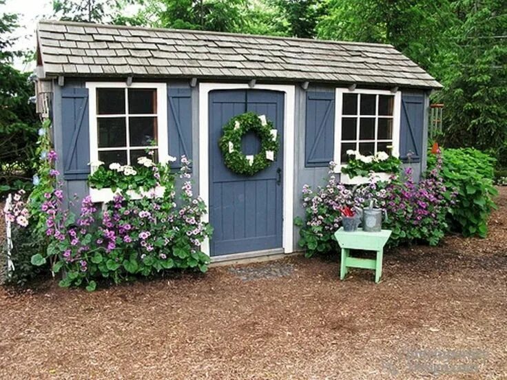 Красивые садовые домики фото 1ksmp113 Backyard sheds, Painted garden sheds, Painted shed