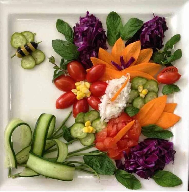 Красивые салаты из овощей оформление Pin van f f.h op food decoration Koken, Voeding, Eten