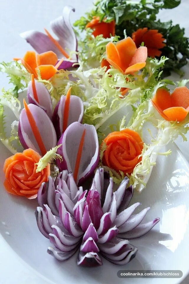 Красивые салаты из овощей оформление Food decoration Food decoration, Food garnishes, Food art