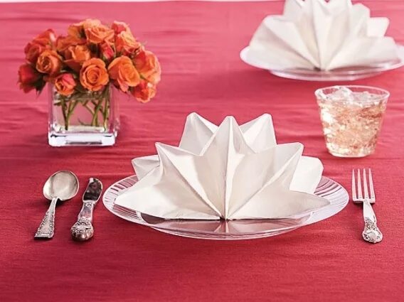 Красивые салфетки на стол праздничный фото Double fan/Star Napkin Fold Paper napkin folding, Napkin folding, Star napkin fo