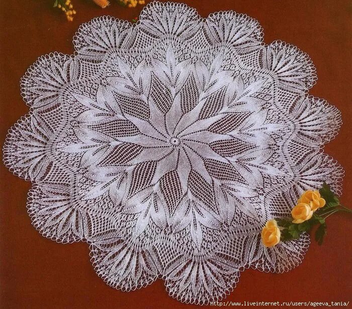Красивые салфетки спицами со схемами p (700x615, 545Kb) Lace knitting, Knitting patterns, Lace tablecloth