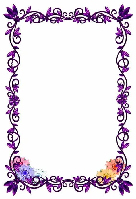 Красивые шаблоны для ворда оформление бесплатно Bellas Flores Moradas En Marcos De Fotos PNG - Marcos De Floral border design, F