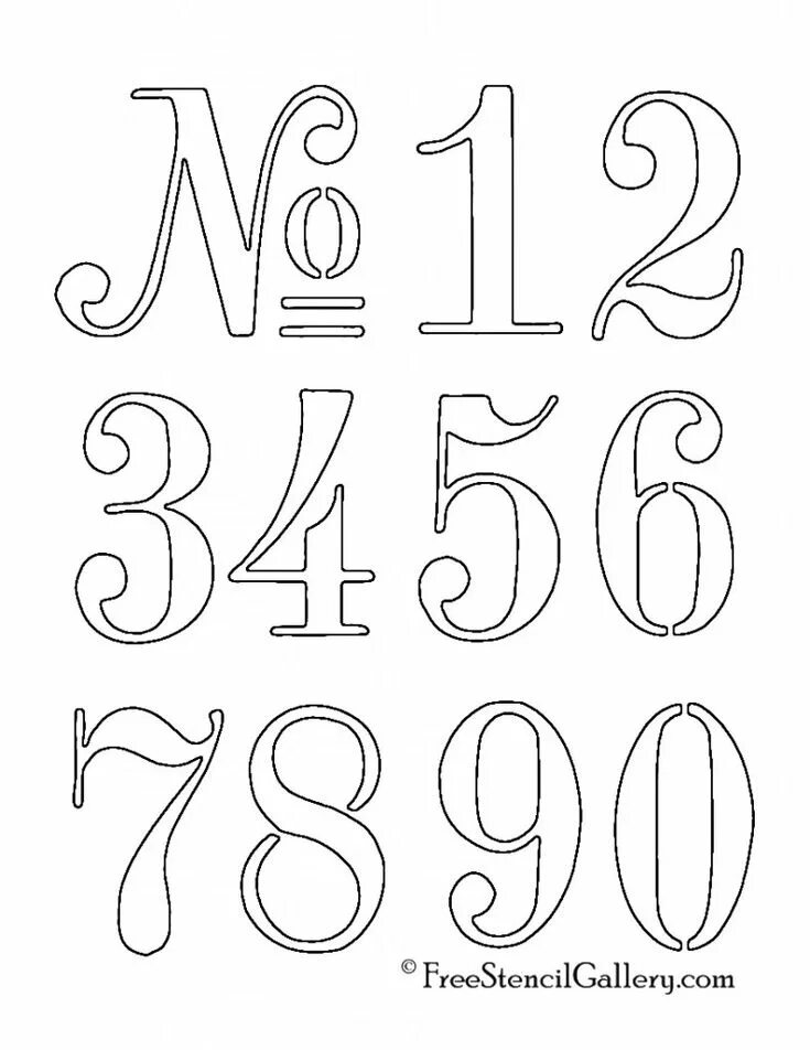 Красивые шаблоны цифр для оформления Numbers Stencil Alfabeto escrito a mano, Moldes de letras abecedario, Moldes let