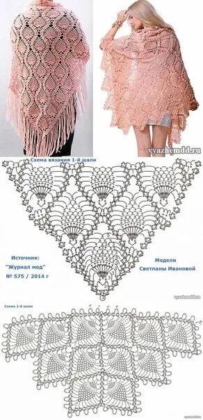 Красивые шали крючком схема и фото Шаль крючком "Ананасы" #вязание #вязание_крючком #шаль_крючком 2023 *УГОЛОК ВЯЗА