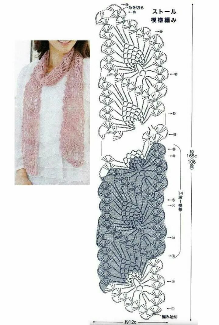 Красивые шарфики крючком со схемами Pin on Coisas para usar Scarf crochet pattern, Slip stitch crochet, Crochet lace