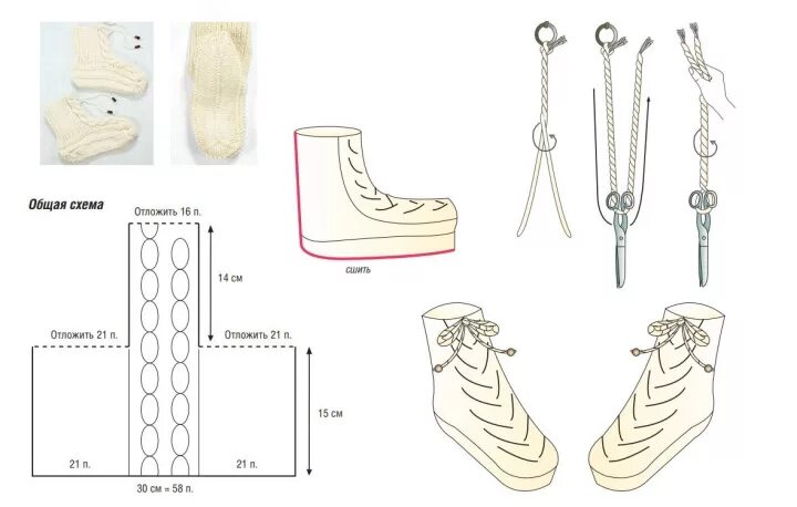 Красивые схемы для вязания спицами сапожек Knitting Socks Boots Free Pattern