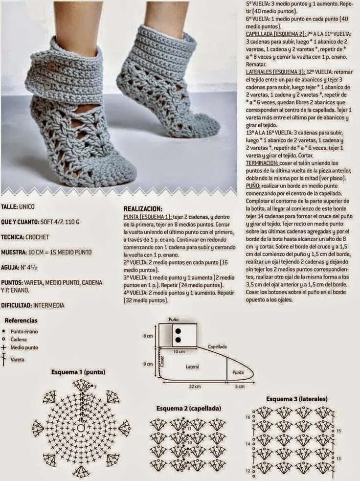 Красивые схемы для вязания спицами сапожек Bota de crochê para adulto Вязаная крючком обувь, Связанные крючком пинетки, Тап