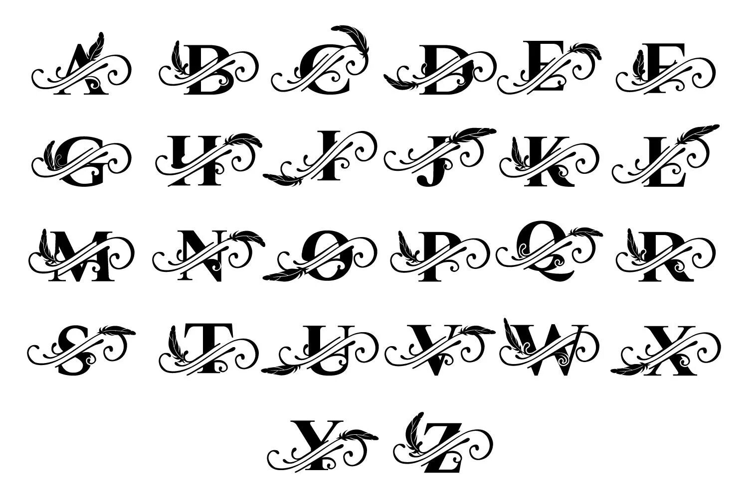 Красивые шрифты для ников на русском оформления Beautiful Monograms Mega Pack (52452) Monograms Design Bundles Lettering design,