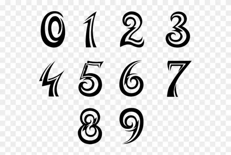 Красивые шрифты цифры для оформления Numbers Font Tattoo Design - Number Fonts Clipart Number tattoo fonts, Tattoo fo