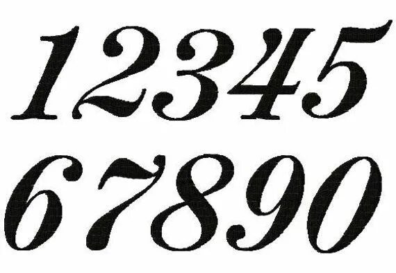 Красивые шрифты цифры для оформления JUMBO Fancy Script Machine Embroidery Font Sizes Etsy Tattoo lettering fonts, Fa