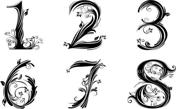 Красивые шрифты цифры для оформления Number Tattoo Fonts