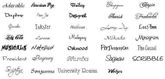 Красивые шрифты в ворде для оформления приглашений Calligraphy Fonts In MS Word