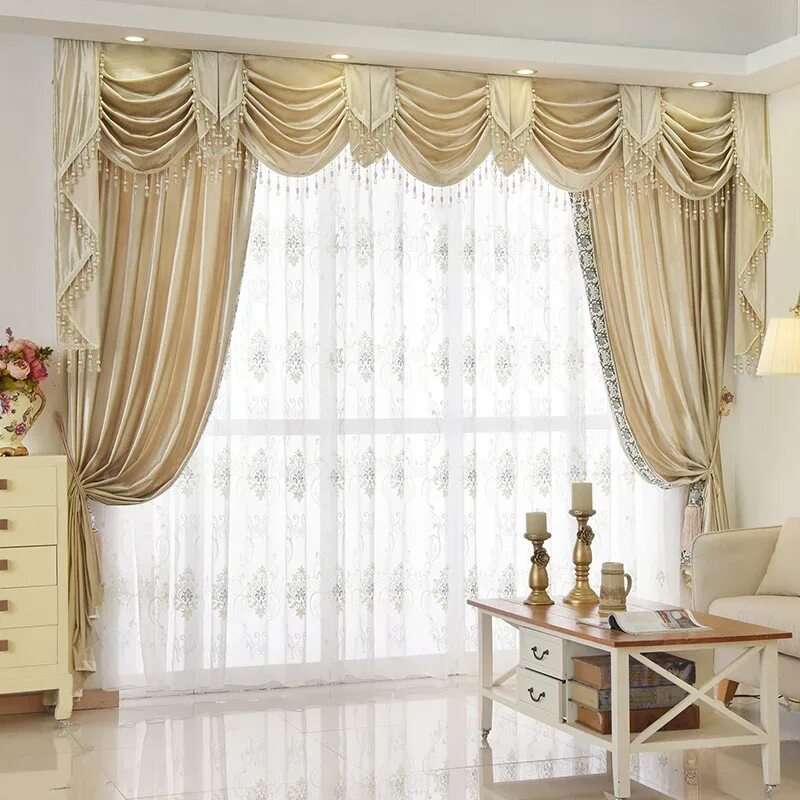 Красивые шторы фото новинка Custom Curtain Italy High-grade Silk Velvet Curtain European Luxury Luxurious Th