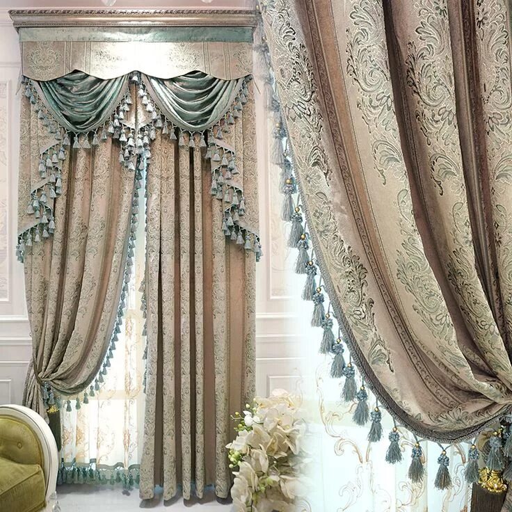 Красивые шторы фото новинка Pas cher De luxe de style Européen rideaux sur mesure de luxe simple salon ridea