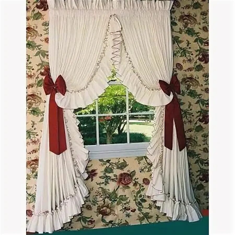 Красивые шторы своими руками фото Pearl Edge Ruffled Curtains(NATURAL 100"W) Ruffle curtains, Curtains, Country st