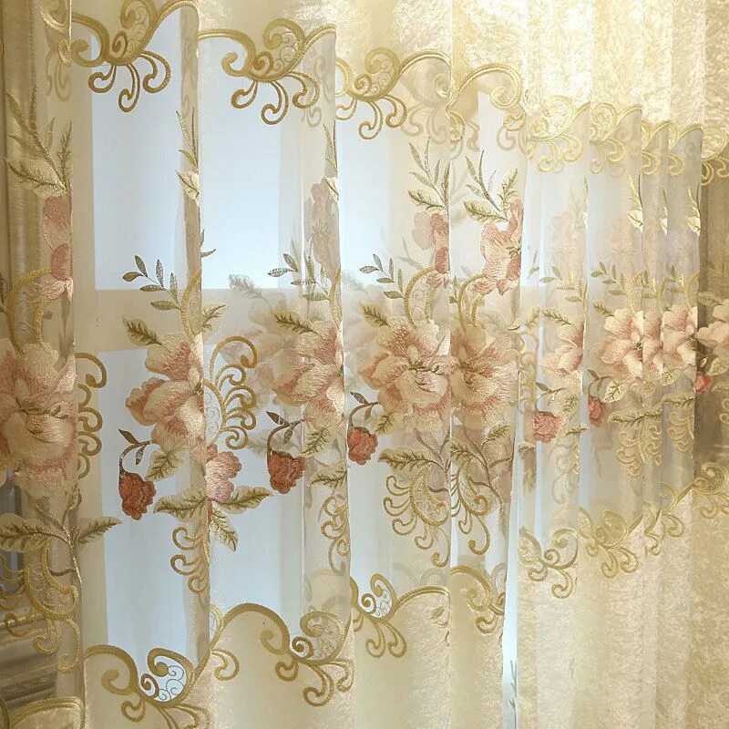 Красивые шторы тюль фото Free shipping European style embroidery tulle Ice velvet sheer curtains for livi