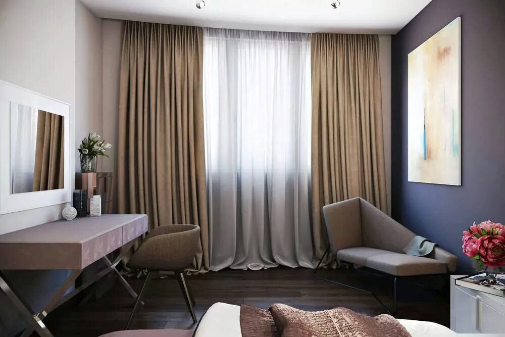 Красивые шторы в квартиру фото Комплект штор Люкс-Solo , 255х300см, кофе с молоком, Канвас купить по низкой цен