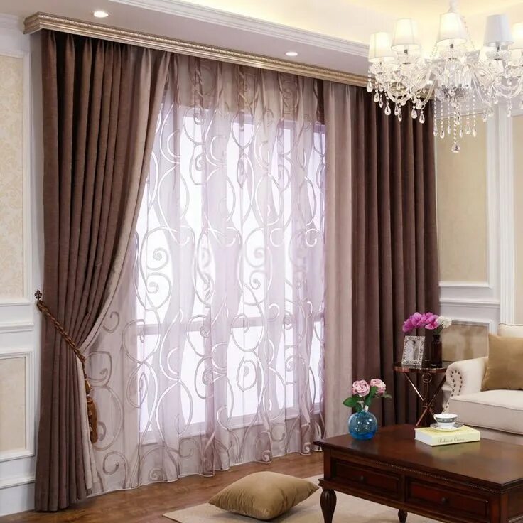 Красивые шторы в зал фото Generally, curtains need double drape, so as to present the perfect effect. Desc