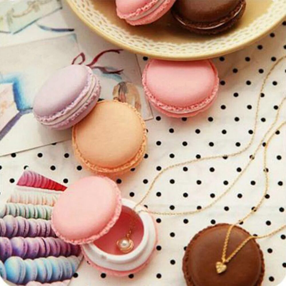 Красивые штучки для оформления Купить Necklace Macaron Color Earrings Macaron Cake Storage Display Box Casket J