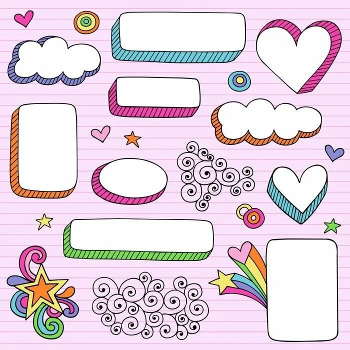 Красивые штуки для оформления Wall Mural Back to School Picture Frame Groovy Doodles Vector Set - PIXERS.US Do