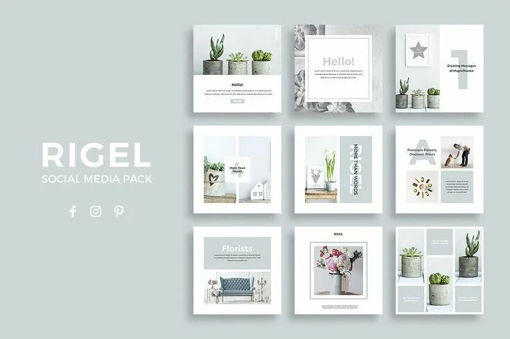 Красивые штуки для оформления поста Rigel Social Media Pack, a Social Media Template by SlideStation Social media pa