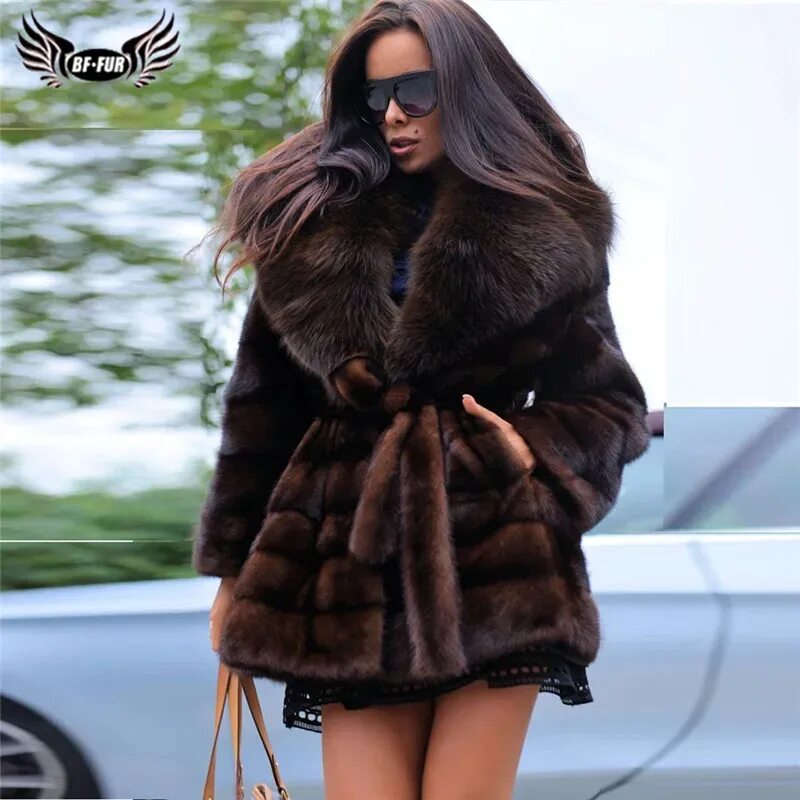 Красивые шубы из норки фото Luxury Women Mink Fur Coat With Belt Fashion Winter Overcoats High Quality Genui