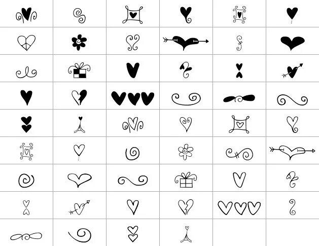 Красивые символы для оформления профиля Hearts and Swirls - Glyphs " MyFonts Heart tattoo designs, Swirled heart, Heart 