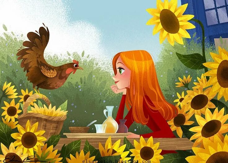 Красивые сказочные картинки с добрым утром Els-A-Sketch: Amy's Picnic Art and illustration, Produção de arte, Arte anime