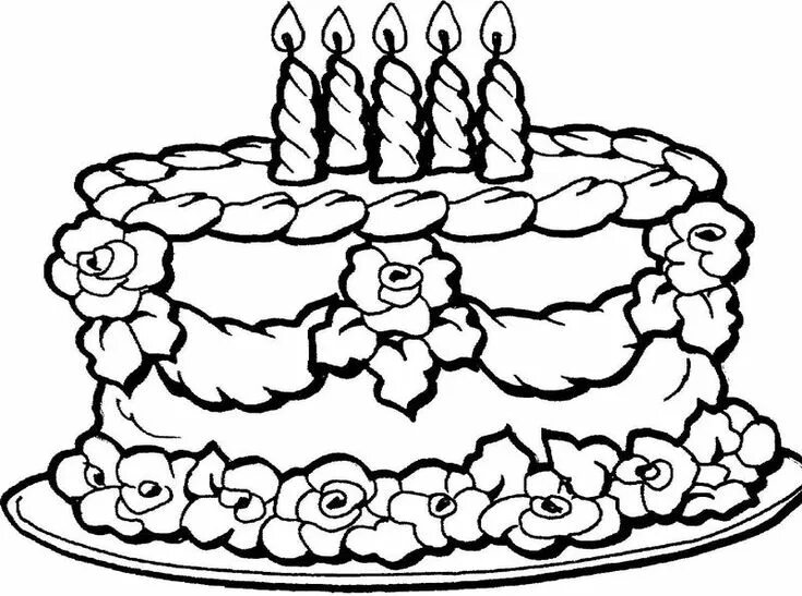 Красивые сказочные торты для оформления распечатать Birthday Cake Coloring Pages PDF To Print - Coloringfolder.com Tartas thermomix,