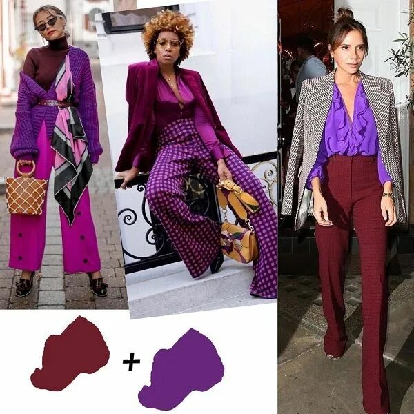 Красивые сочетания с бордовым цветом в одежде Color Combinación: Ideas para combinar colores de tu outfit Color combinations f