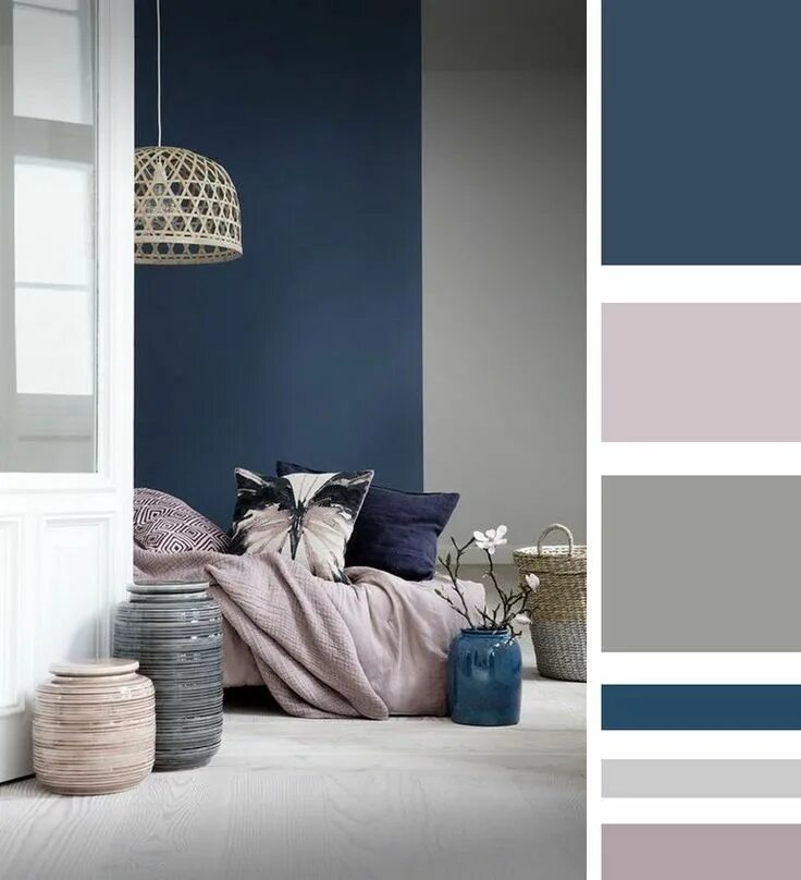 Красивые сочетания с серым цветом в интерьере Related image Pareti camera da letto blu, Idee colore camera da letto, Idee came