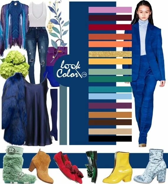 Красивые сочетания с синим в одежде синий PANTONE 19-4055 Галактический Синий Colour combinations fashion, Color com