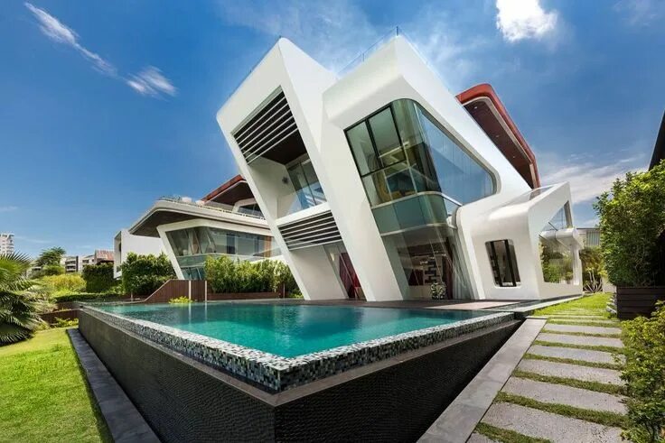 Красивые современные частные дома фото Mercurio Design Lab Create a Modern Villa in Singapore HomeDSGN Arquitetura de c