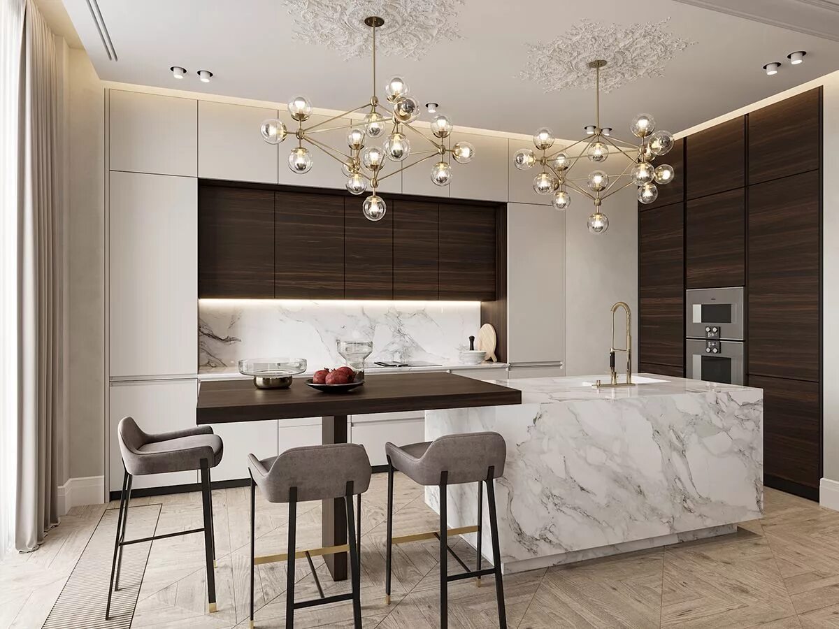 Красивые современные кухни в интерьере фото Marsala apartment on Behance Kitchen room design, Home decor kitchen, Modern kit
