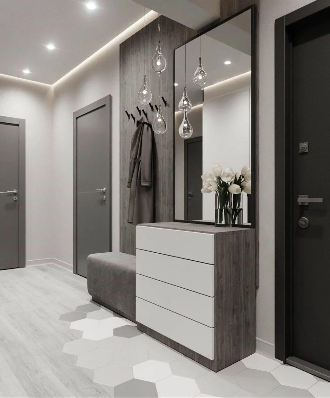 Красивые современные прихожие фото Pin on Надо попробовать Home hall design, Home entrance decor, Living room desig