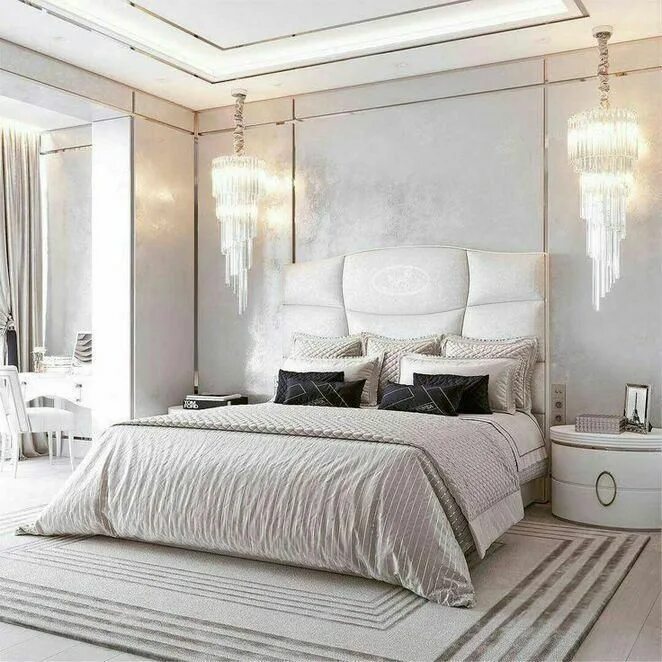 Красивые спальни дизайн интерьера Móveis Quarto luxuoso ... #Glamdecoraçãodasala Master bedroom design layout