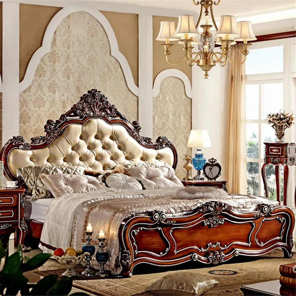 Красивые спальные кровати фото Купить 2015 классический дизайн Европа мебель мебели для спальни/набор мебели дл