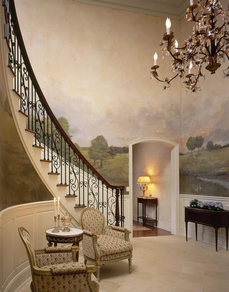 Красивые стены в доме фото Grand Westchester County Estate - Классический - Прихожая - Нью-Йорк - от экспер