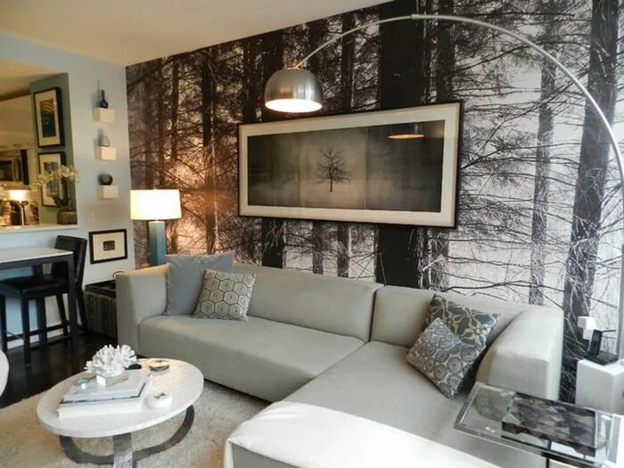 Красивые стены в интерьере гостиной фото nice living room with mural Contemporary living room, Living room murals, House 