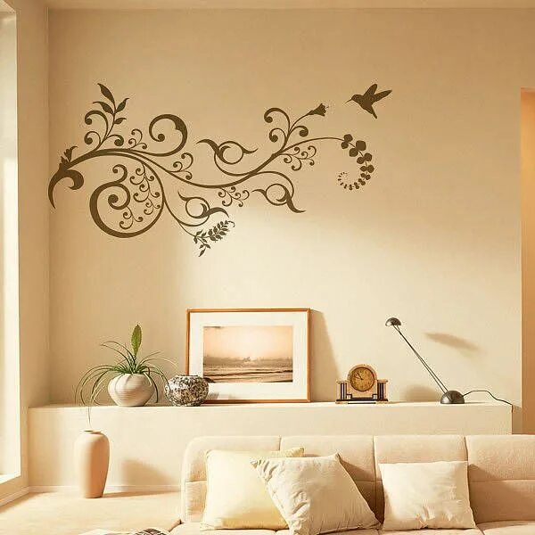 Красивые стены в интерьере своими руками Humming Bird' Wall Sticker Wall stickers living room, Wall sticker design, Livin