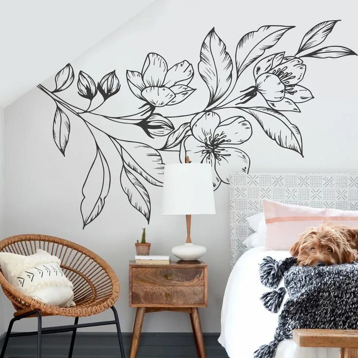 Красивые стены в интерьере своими руками Cherry Branch - #Branch #Cherry #wandmalereiideen Decoração de parede, Decoração