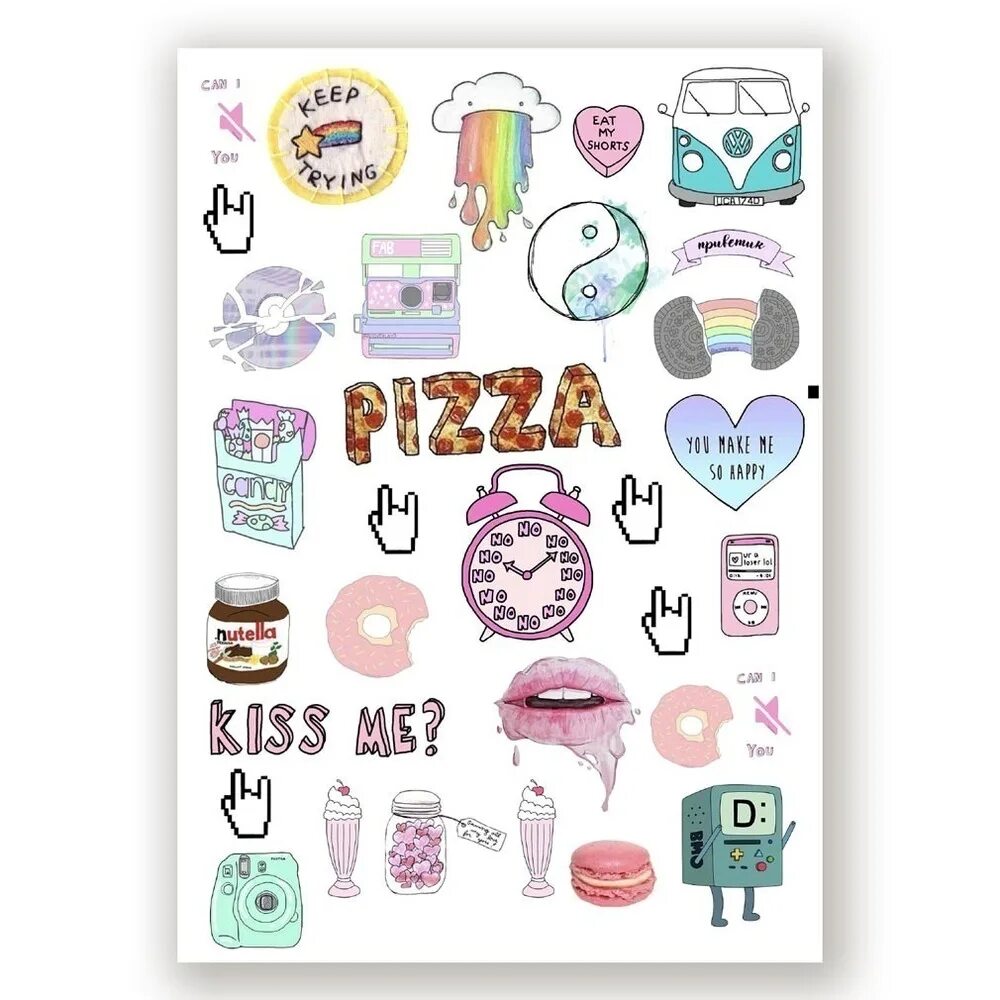 Красивые стикеры для оформления текста Наклейки для ежедневника Fancy Planner Pizza.1 лист. бренда Fancy Planner - купи