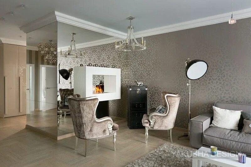 Красивые стильные обои фото Residential Quarter Fountain Boulevard by Yakusha Design Small space interior de