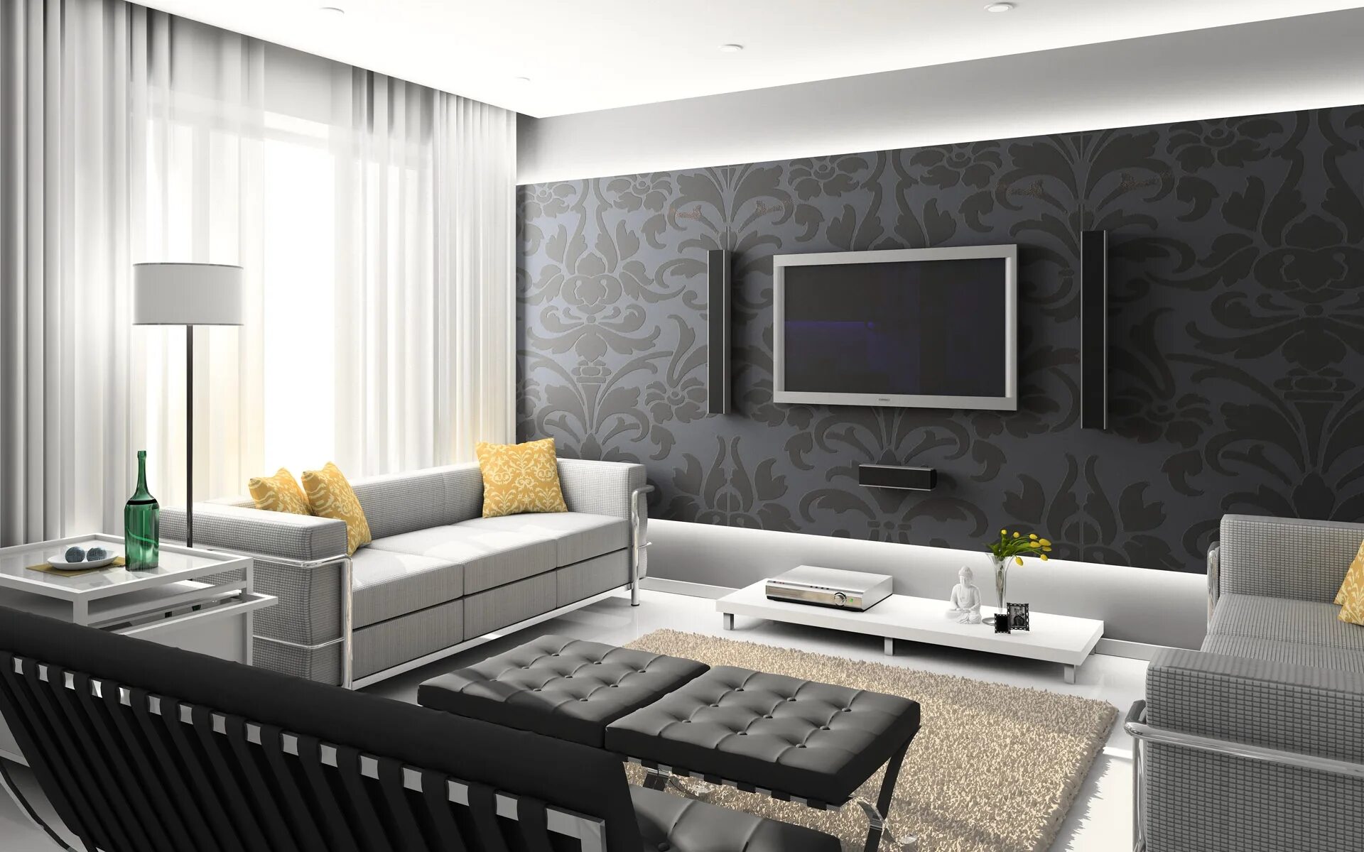 Красивые стильные обои фото Wallpaper : kamar, dinding, televisi, desain interior, Desain, lantai, gaya, rum