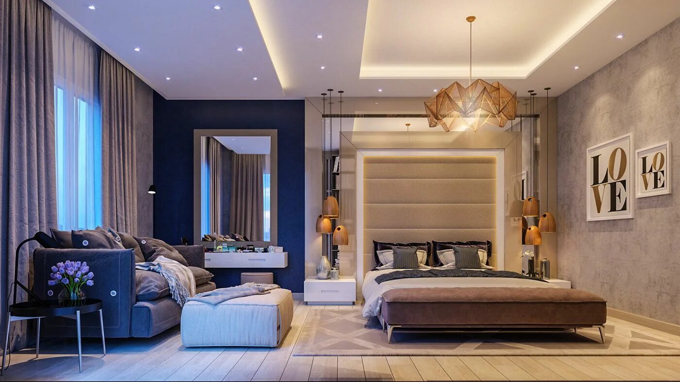 Красивые стильные спальни фото Popatrz na ten projekt w @Behance: "Modern Master Bedroom" https://www.behance.n