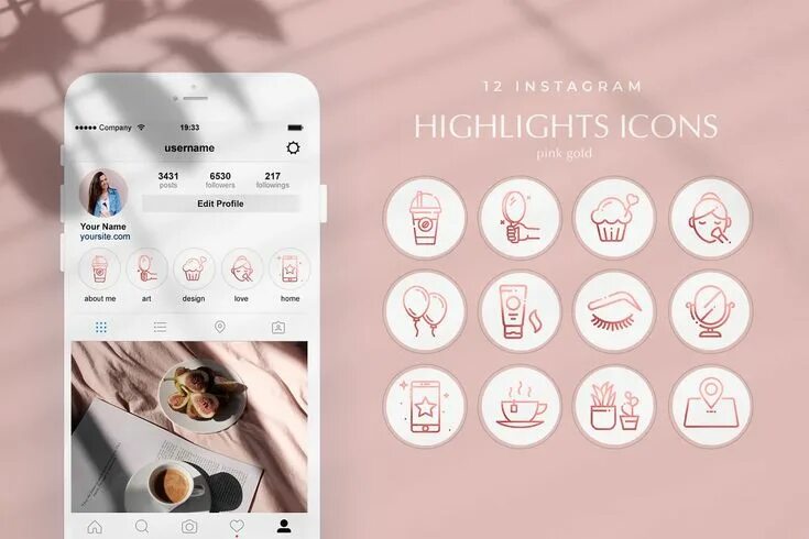 Красивые сторис в инстаграме оформление 12 Instagram Story Highlight icons Creative Photoshop Templates Creative Market 