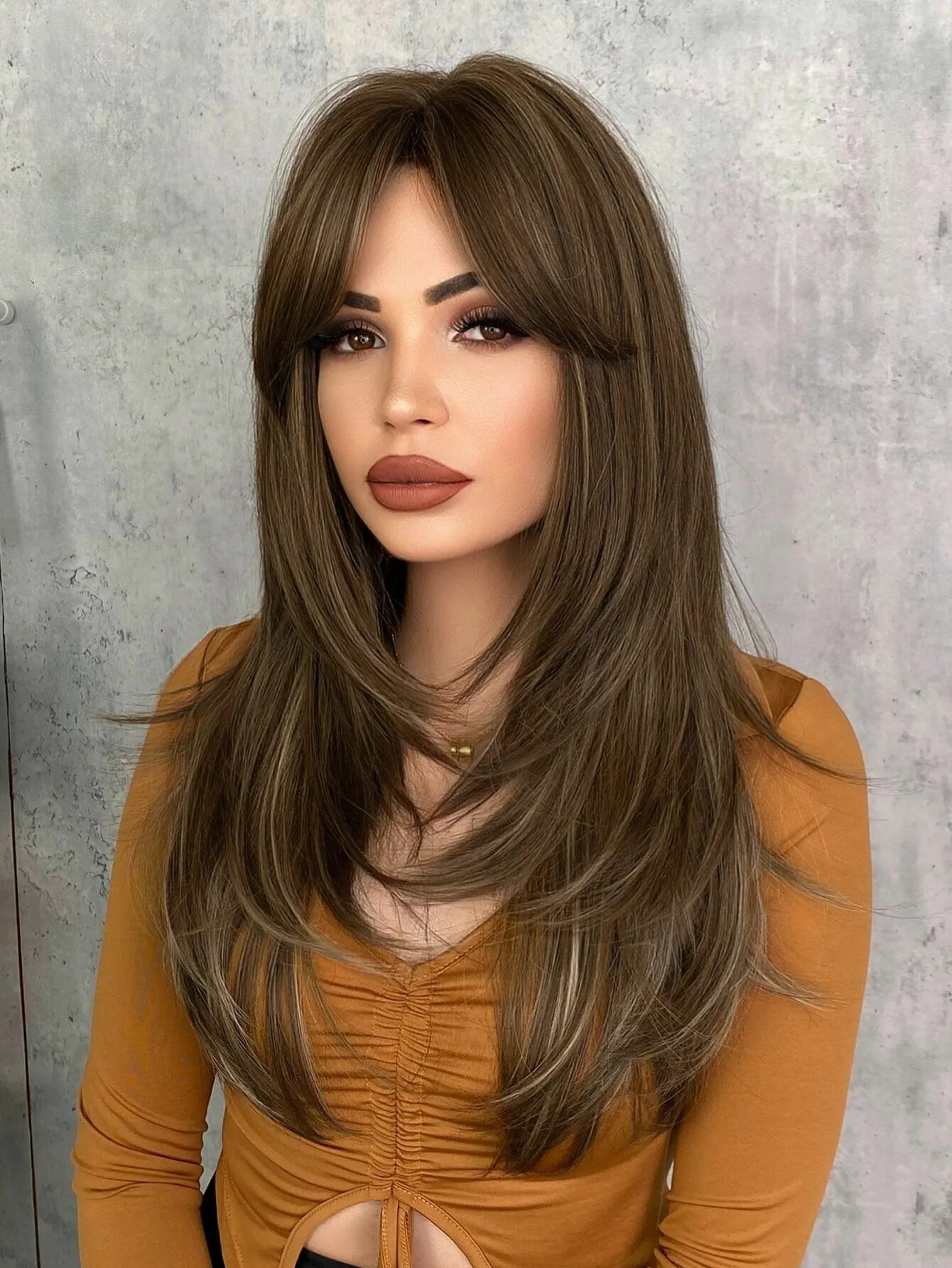 Красивые стрижки на длинные волосы Long Straight Synthetic Wig With Bangs Capelli, Idee per capelli, Capelli lunghi